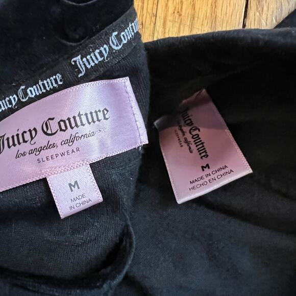 Juicy Couture Velour Track Suit Set Womens Medium Black Pants Sweatshirt - Picture 6 of 9